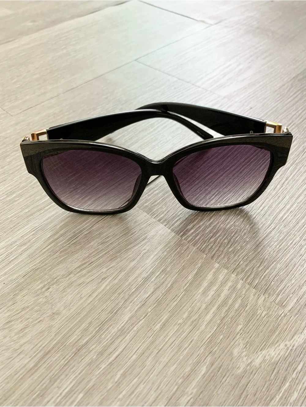 Aldo Black Gold-tone Gradient Lens Square Sunglasses Sunnies